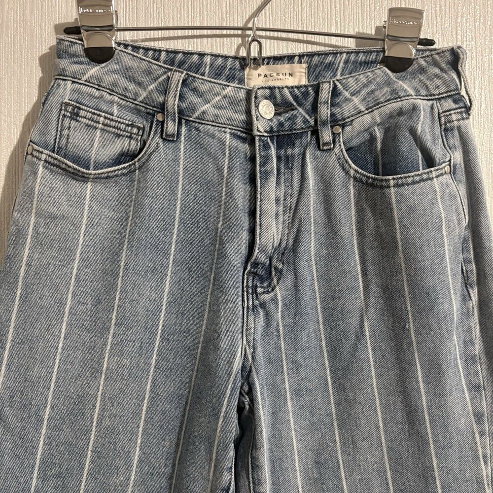 PacSun Mom Jean Light Wash Denim Pin Stripe Crop Boho Beach Summer Women’s 26
